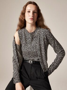 J.Crew Featherweight cashmere cardigan in spot print CM655